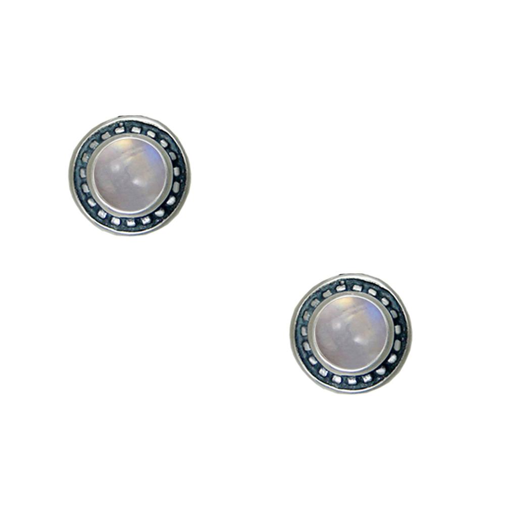 Sterling Silver Petite Rainbow Moonstone Post Stud Earrings